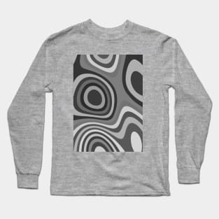 Grey & Funky Abstract Fluid Pattern Design Long Sleeve T-Shirt